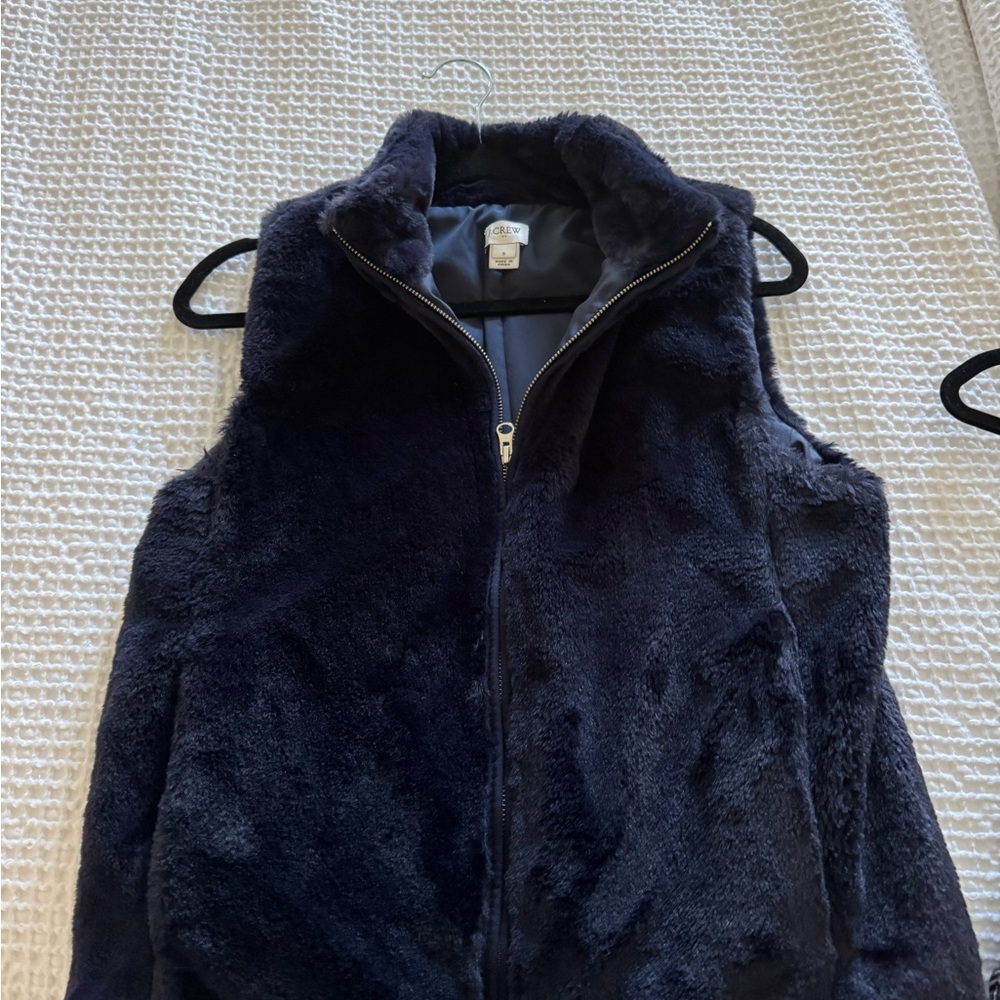 J. Crew Midnight Blue Faux Fur Vest